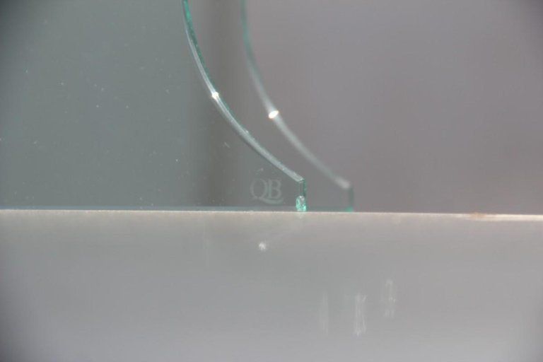photo furniture Sculptural Oval Crystal Vase Round Incisions Italian Design 1980s Signed Qa