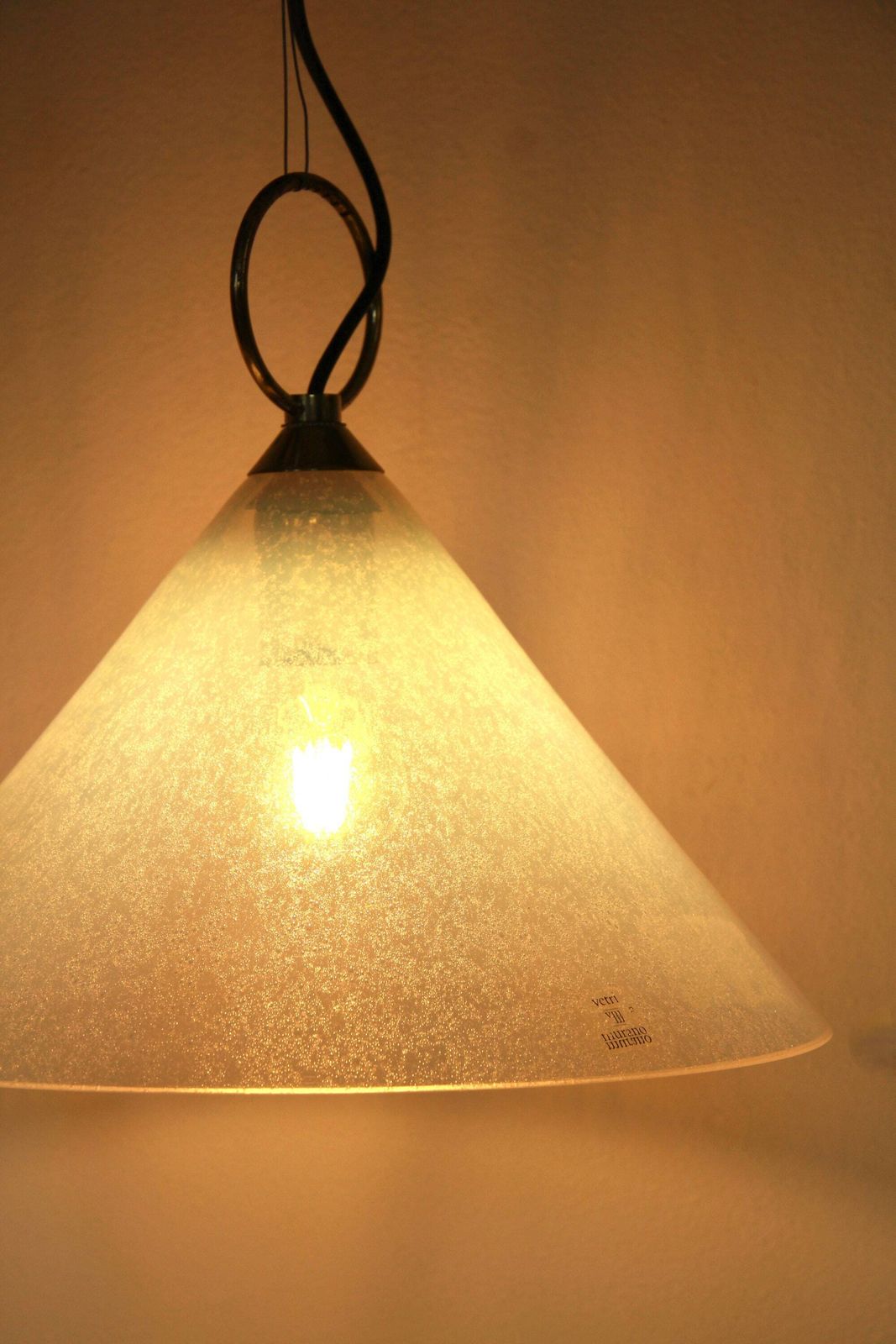 Clematide, Vintage Iridescent Murano Vetri Glass Ceiling Lamp, Italy, 1970s photo vintage