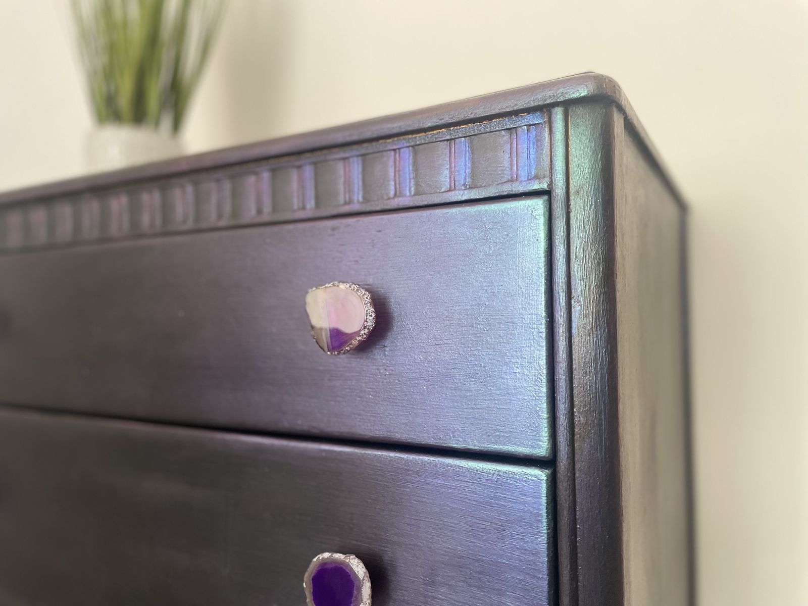 Vintage Harris Lebus, Chest Of Drawers ,Black And Metallics Finish photo vintage