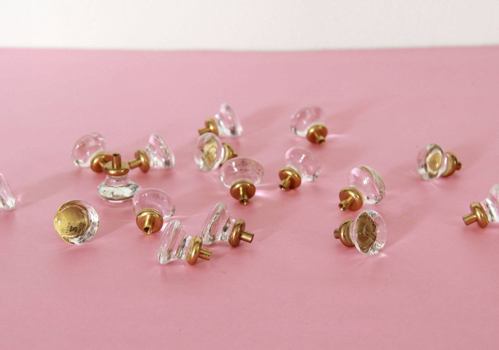 Pomolini, Vintage "Limpido" Clear Murano Glass Knobs With Murano Vetri Label, Set Of 2, Italy, 1960s photo vinterior
