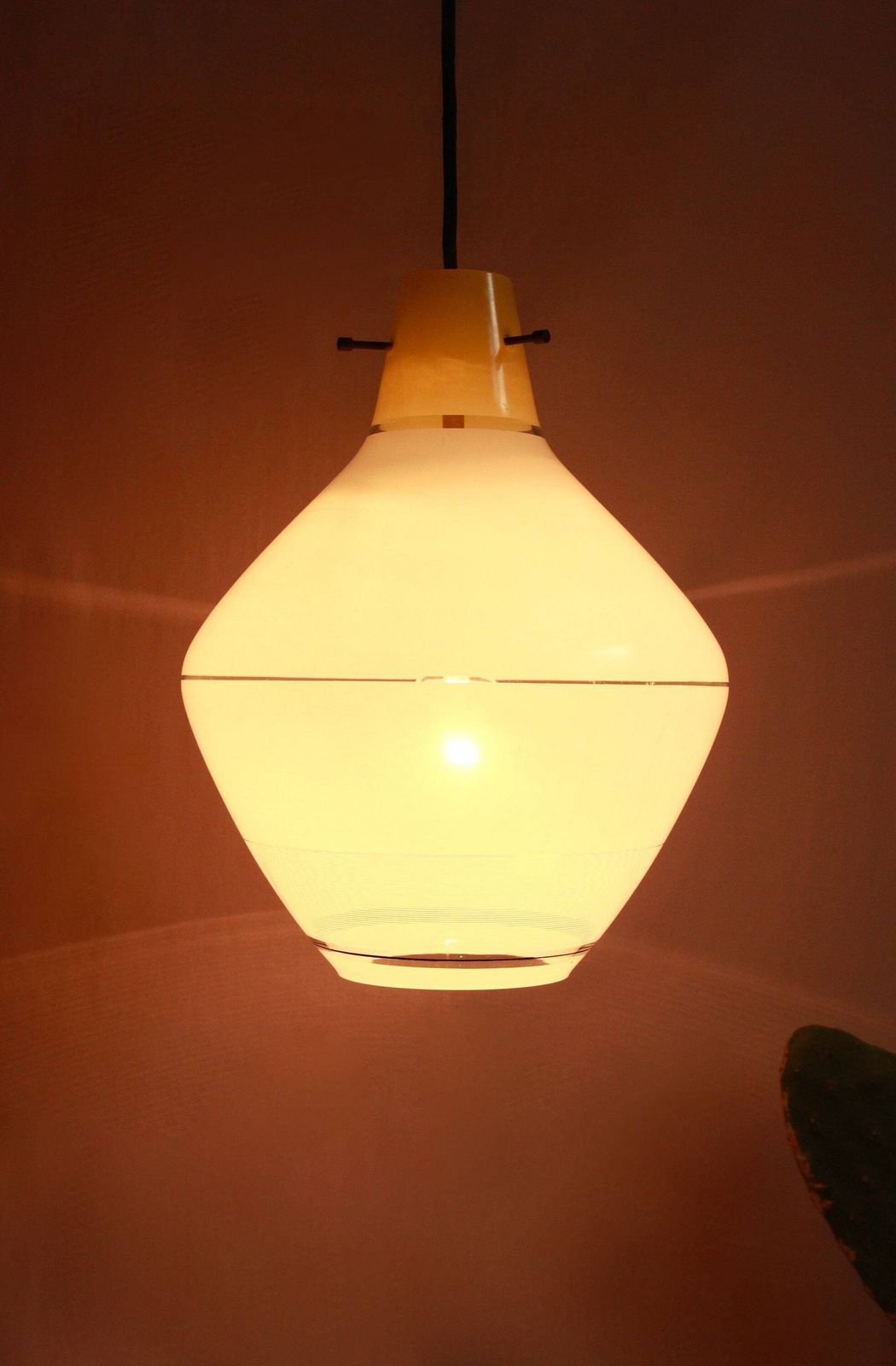Gialla, Mid Century Murano Ceiling Lamp / Pendant, Italy 1950s photo vintage