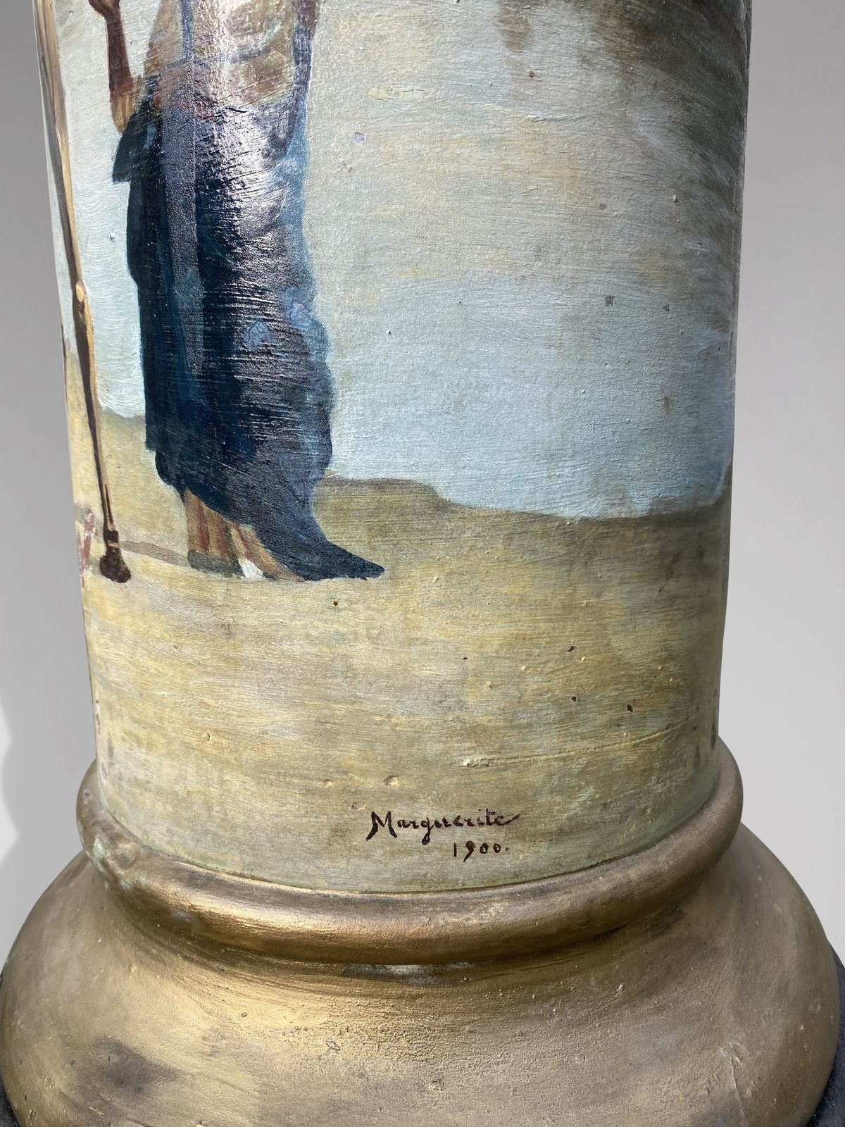 Pair Of 19th Century French Painted Columns By Marguerite photo buy