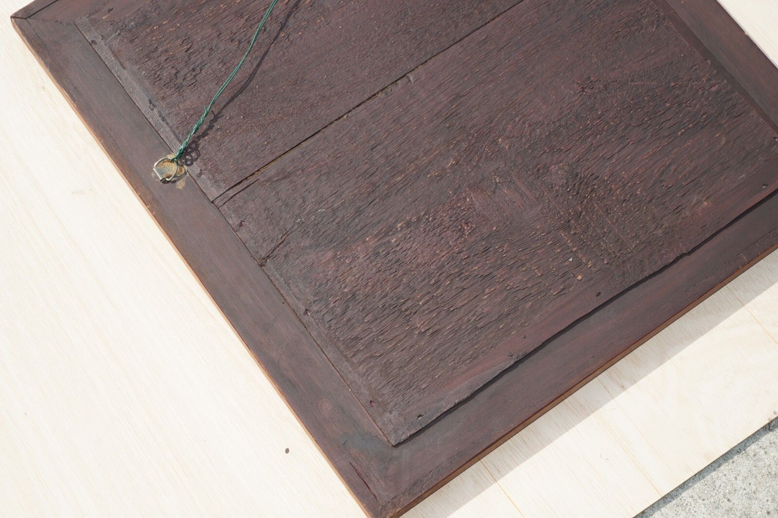 photo for sale Exquisite Antique Oyster Laburnum Wood Cushion Framed Wall Mirror Sublime Patina