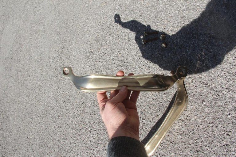 photo for sale Pair Of Luxury Handles Midcentury Italian Design Carlo Mollino Style Gold Brass