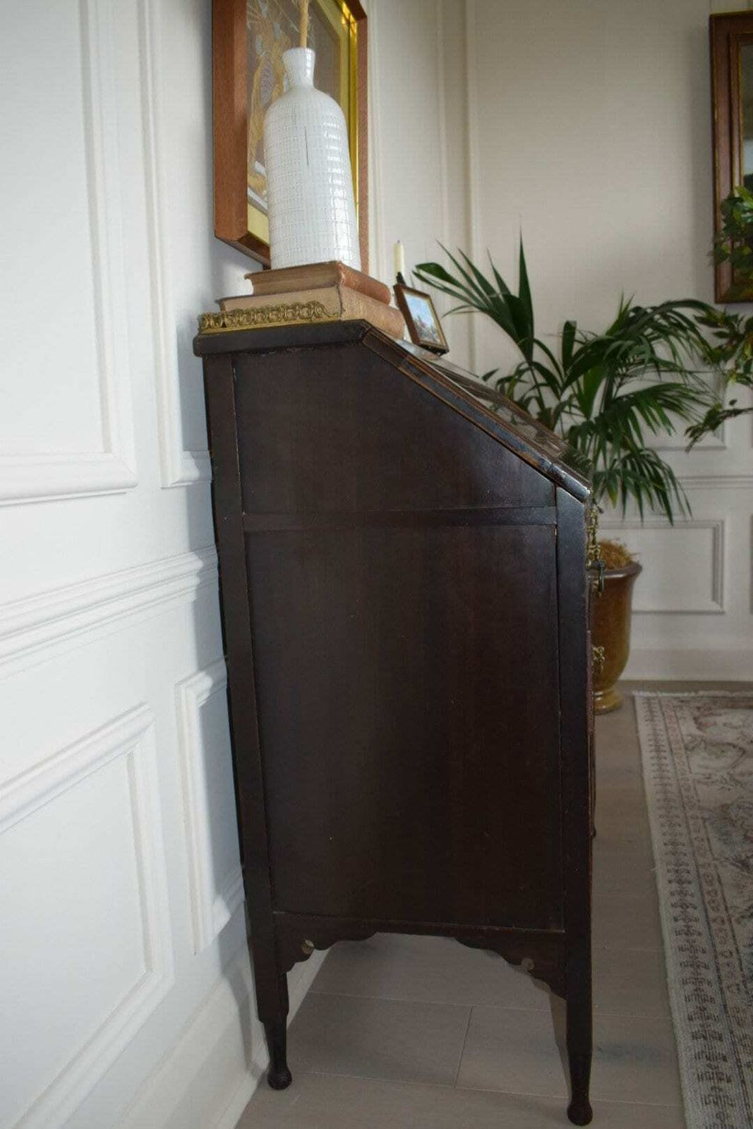 Charming Late 19th Century Edwardian Mahogany Bureau With Brass Gallery Rail photo for sale