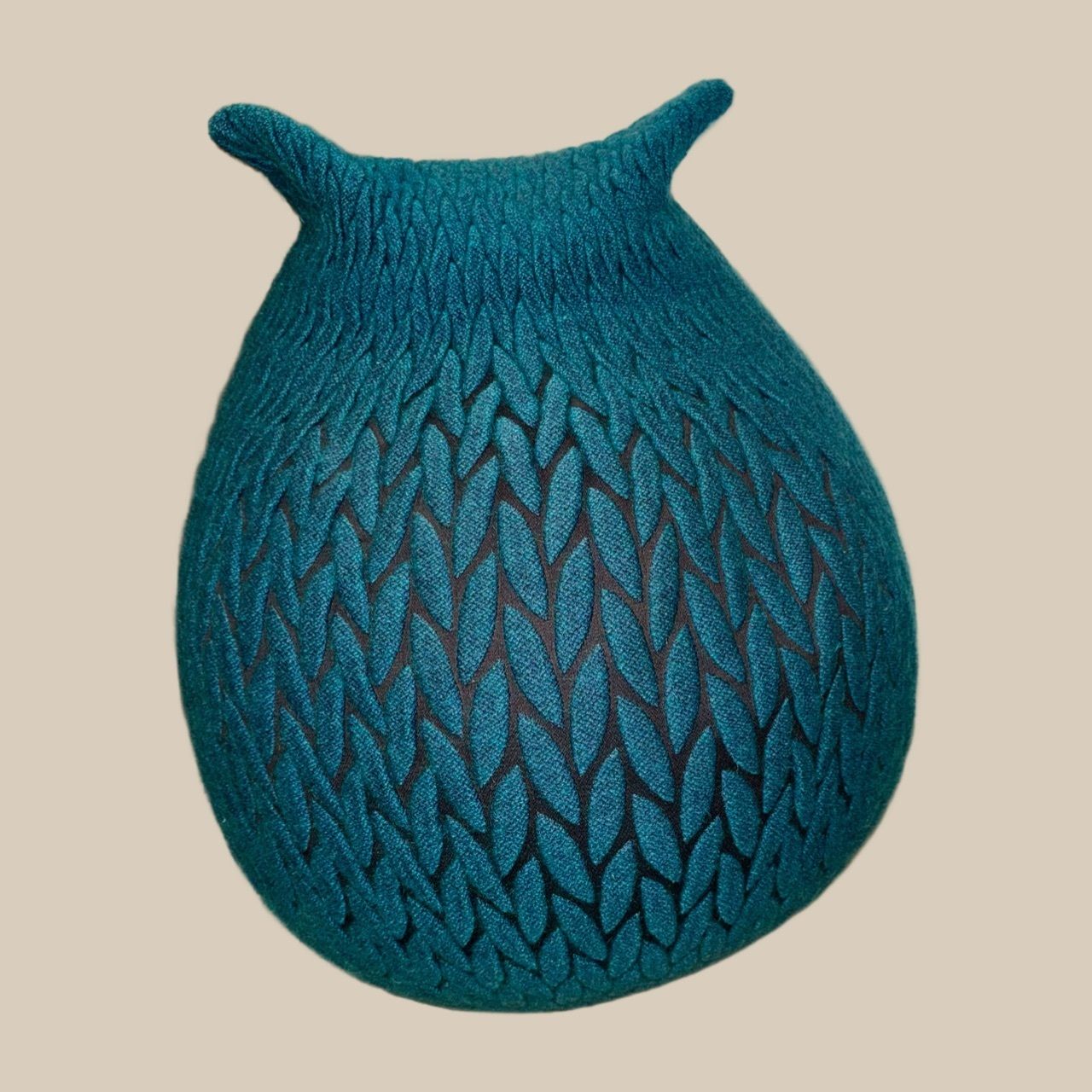 photo for sale Rare Cosolis Pouf By Liset Van Der Scheer For Casalis – Teal Knitted Merino Wool Ottoman