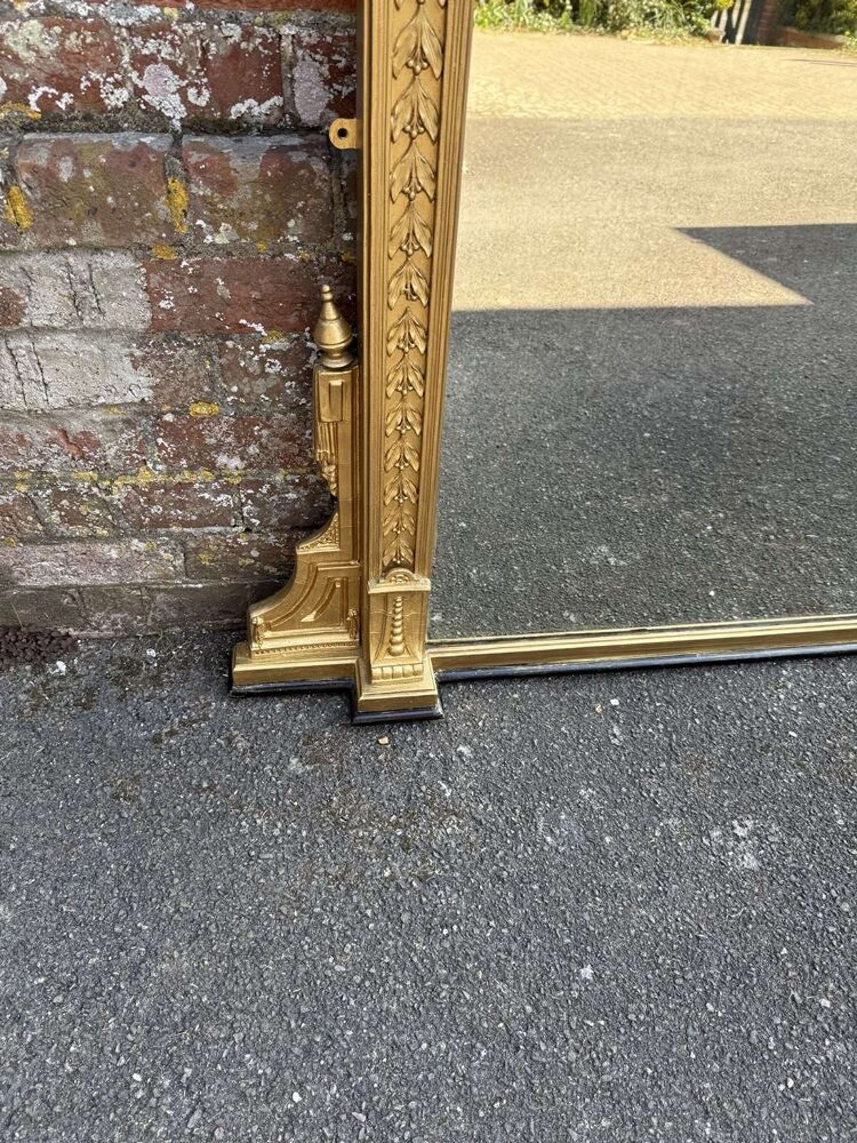 A Delightful Large Antique English 19th C Gilt Overmantle Mirror. photo for sale
