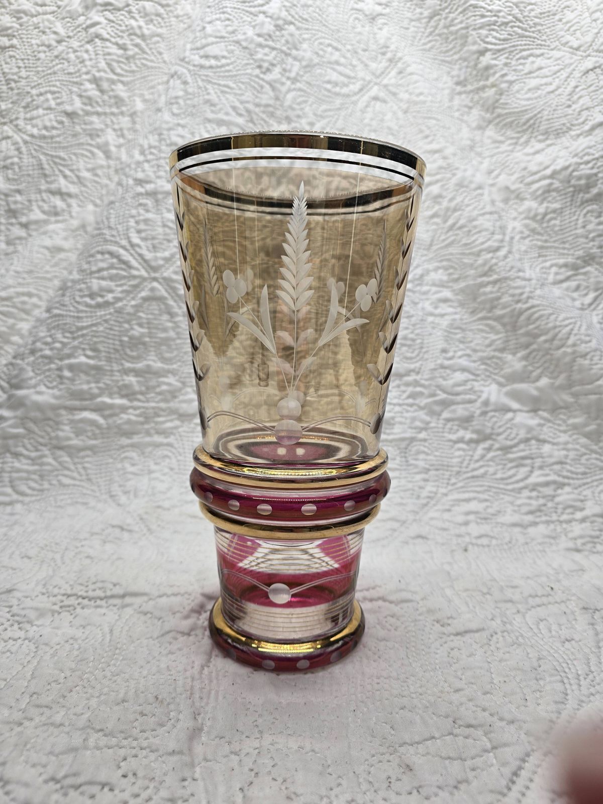 Home Decor 50s Vase With Gold And Burgundy Decor photo