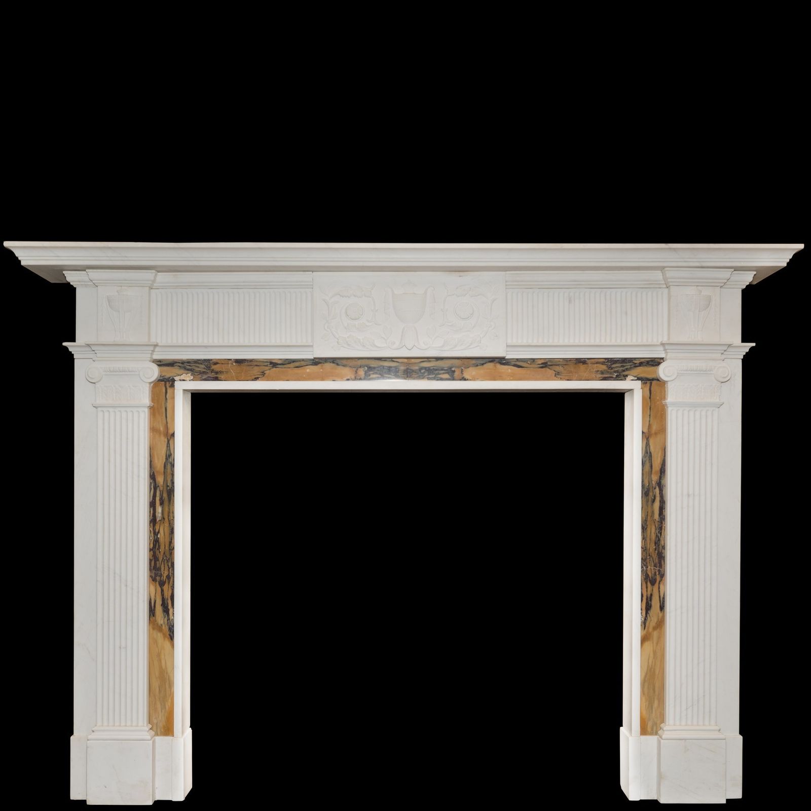 Georgian Style Statutory & Sienna Marble Fireplace Surround photo vintage
