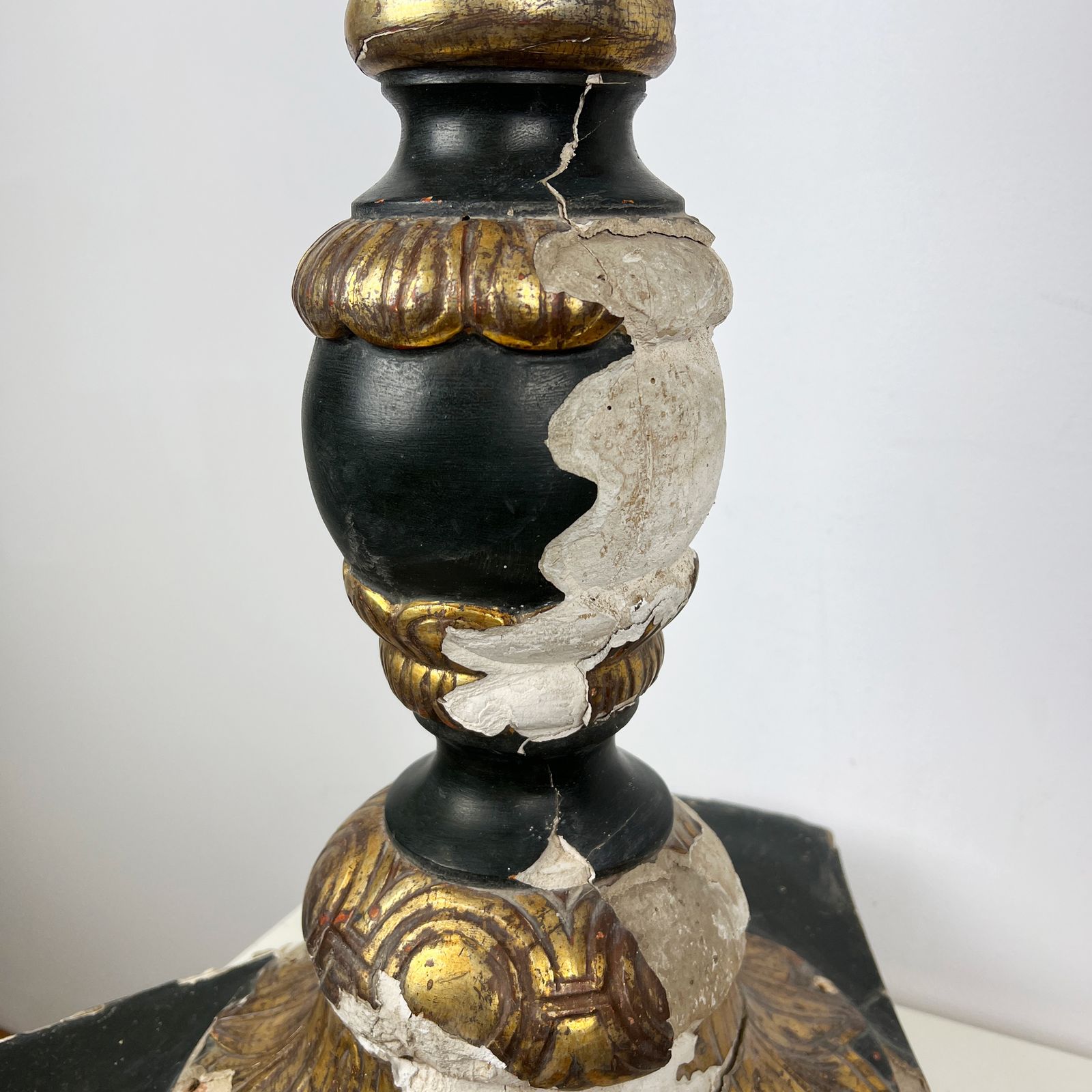 1700's Large Salvaged Gilt Wood Fragment, Baroque Altar Candlestick Base photo Home Decor