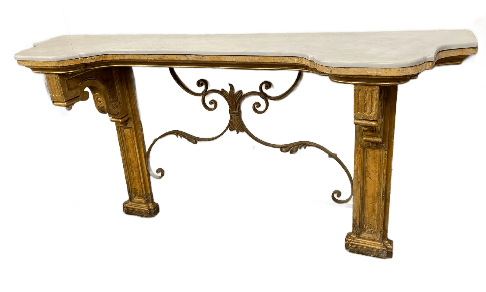 18th Century Italian Polychrome Consol With A White Marble Top. photo buy