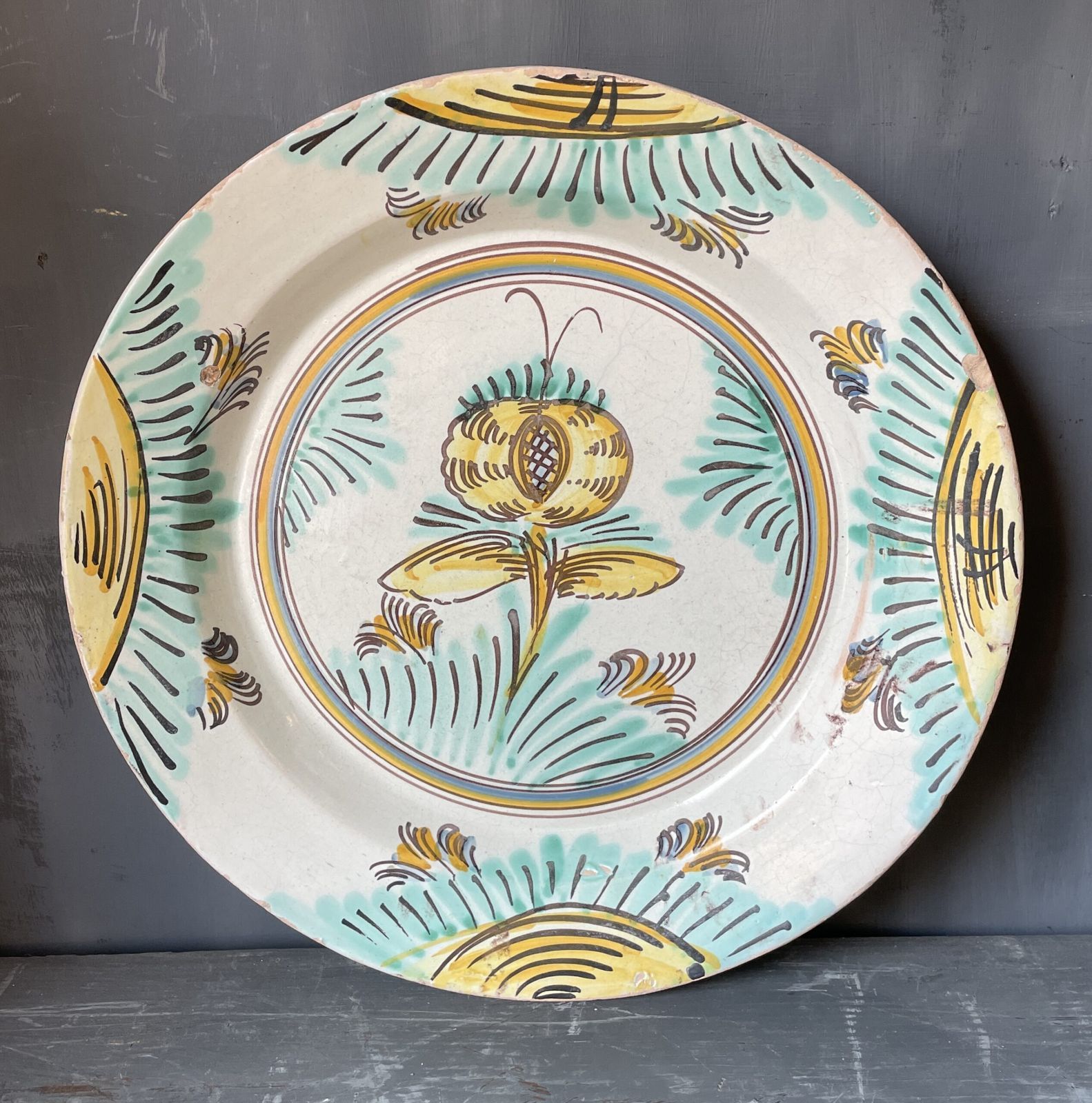 Large Italian Platter From The Naples Area,(Circa 1880) Decorated With Stylised Flowers And Foliage photo 450.0