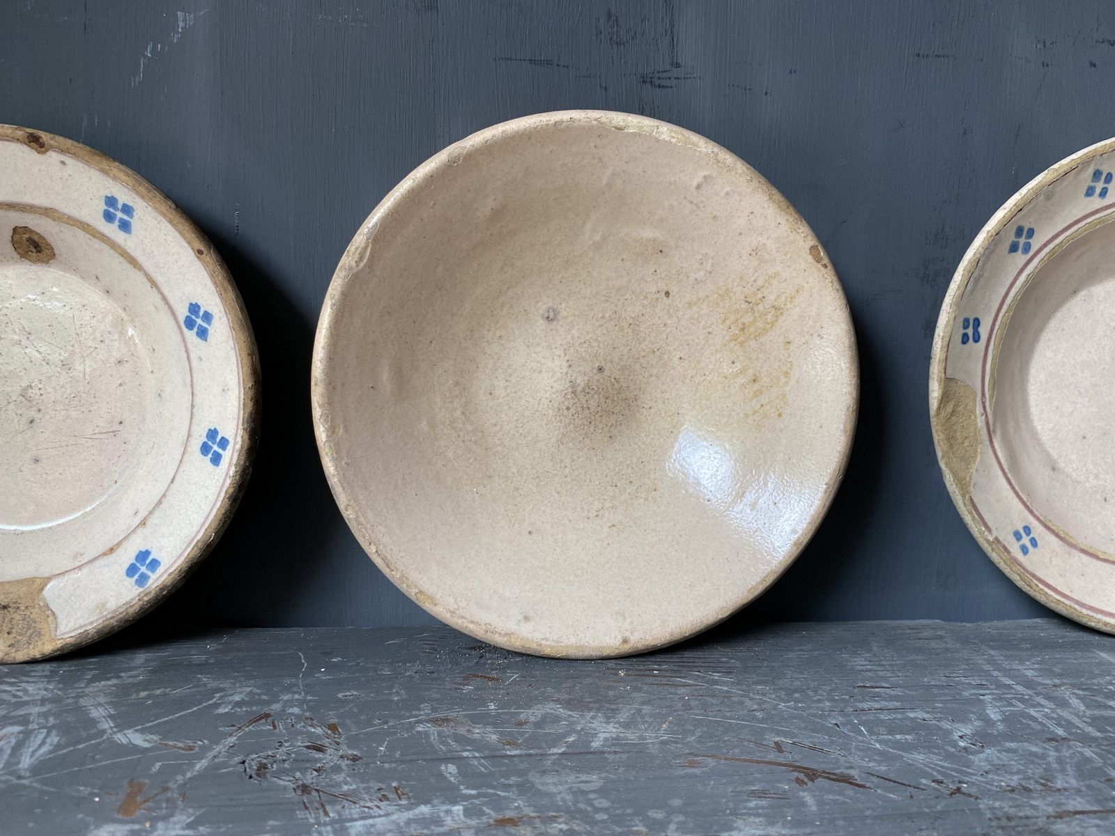 Three Little Ceramic Plates From Puglia, (Circa 1880) photo for sale