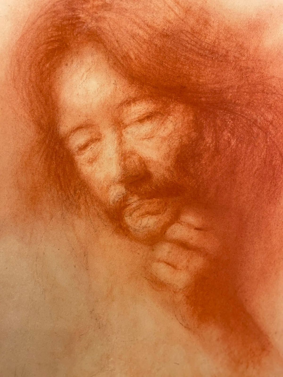 Double Portrait Of A Male Head In Pastel, By Ken Paine Ps Spf (1926  2020) photo for sale