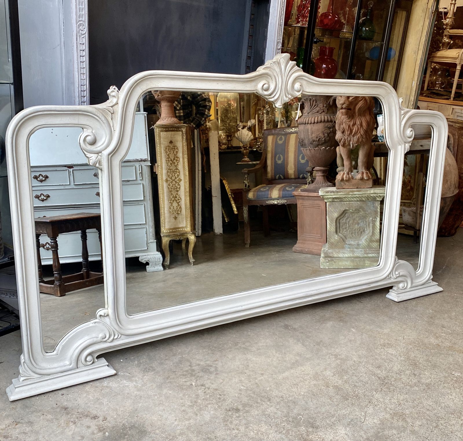 A Large Landscape Mirror With A Triptych Of Panelled Glass.( Circa 1950)