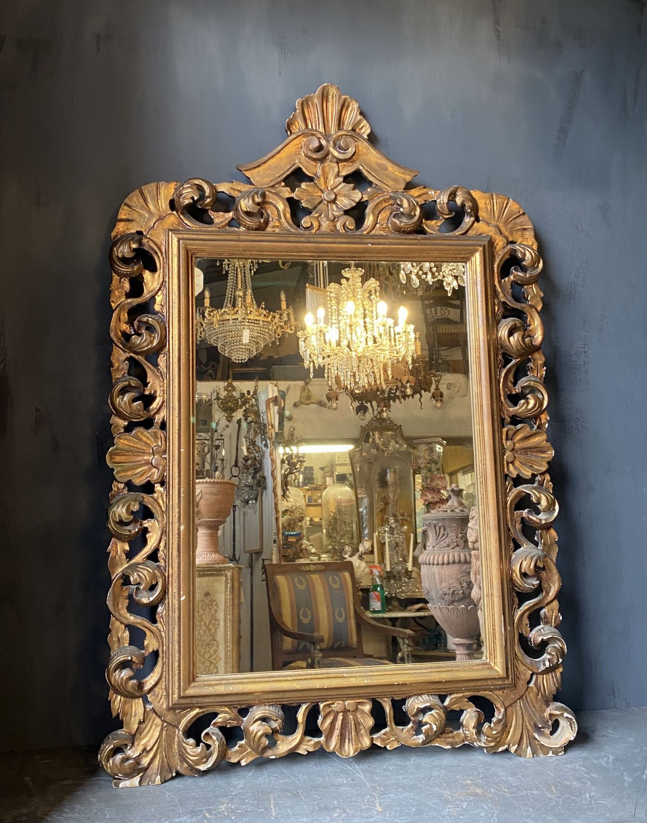 Gilded Rococo Mirror, Italian, Gilt On Carved Wood. (Circa 1930)