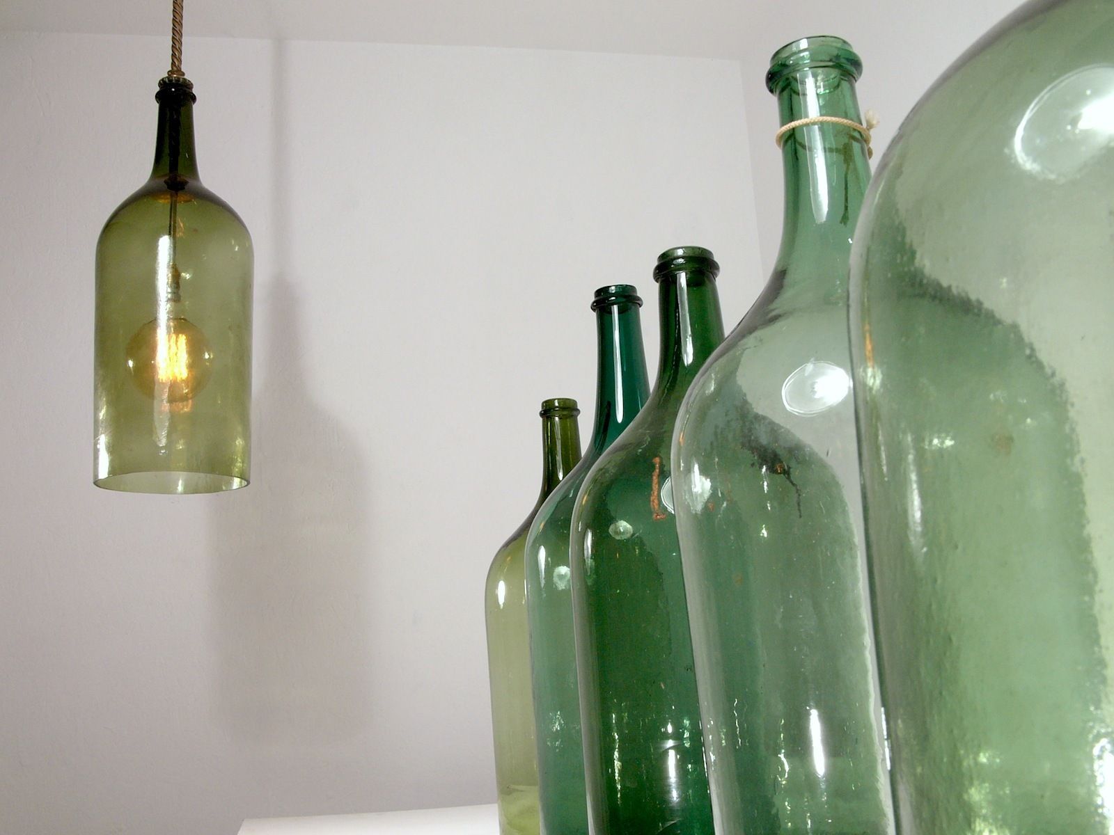 Antique Italian Glass Damigiana (Demi Johns) And Bottles photo furniture