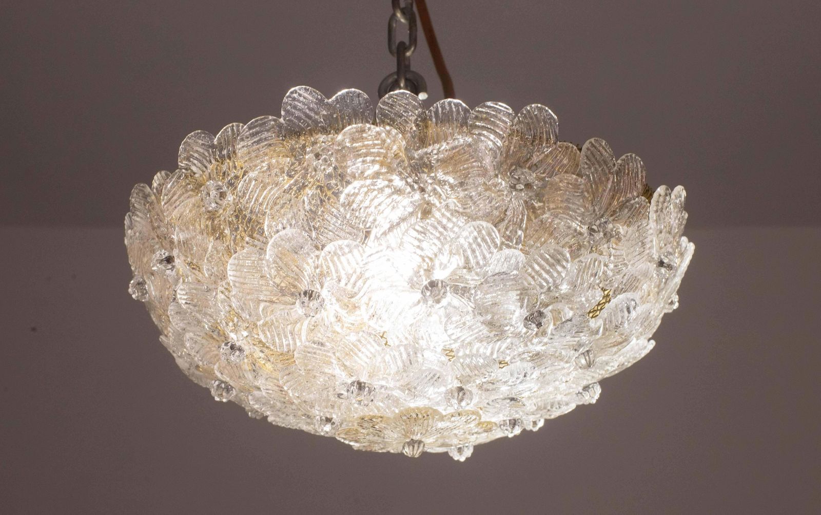 Elegant Murano Ceiling Light Gold And Trasparent Flower By Seguso For Venini photo furniture