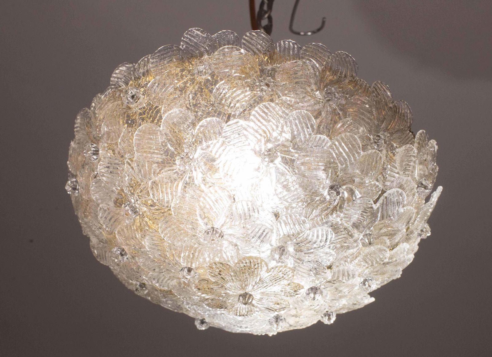Elegant Murano Ceiling Light Gold And Trasparent Flower By Seguso For Venini photo Lighting