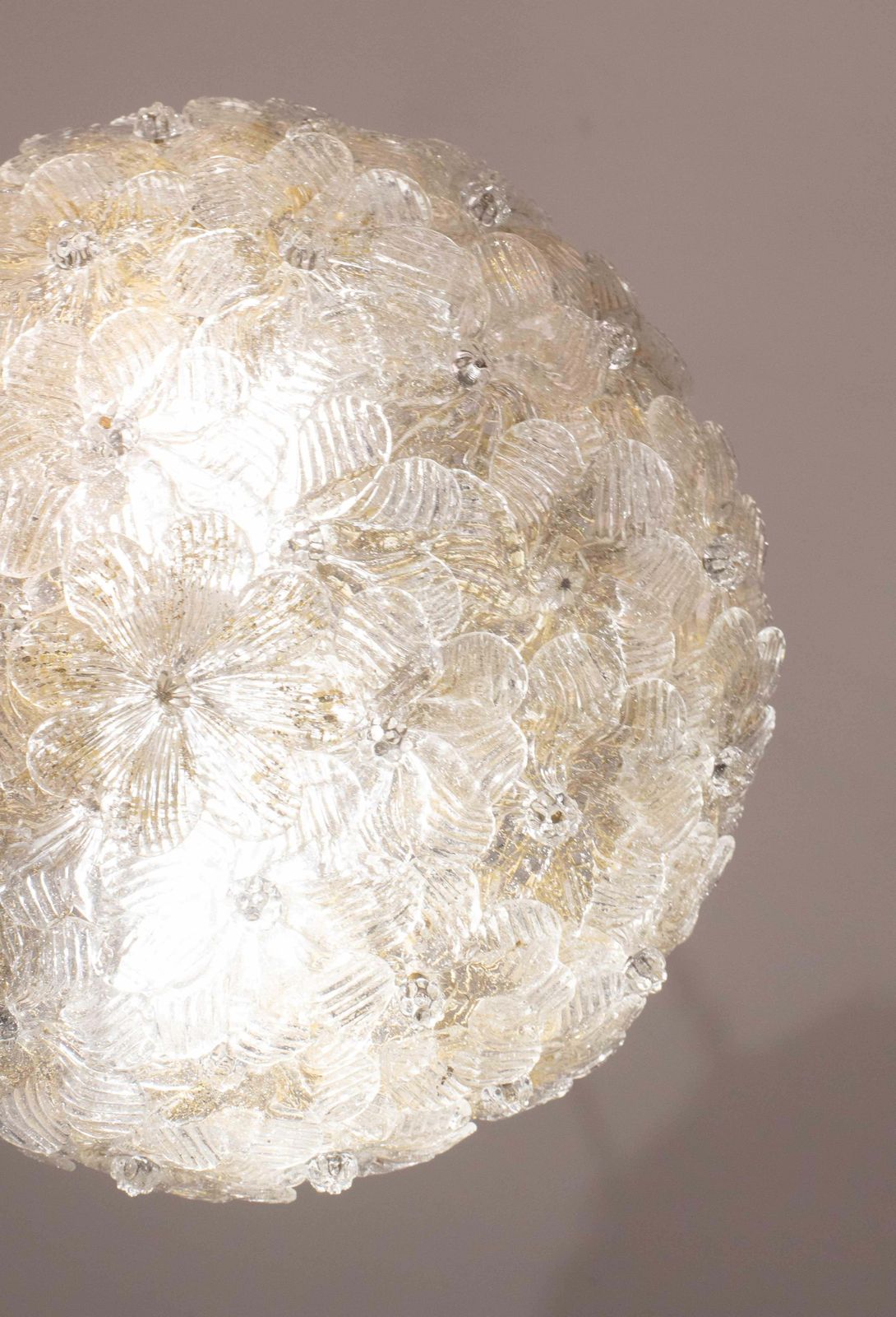 Elegant Murano Ceiling Light Gold And Trasparent Flower By Seguso For Venini photo 1522.0