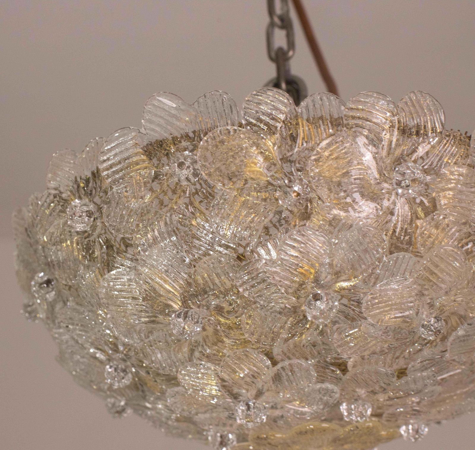 photo buy Elegant Murano Ceiling Light Gold And Trasparent Flower By Seguso For Venini