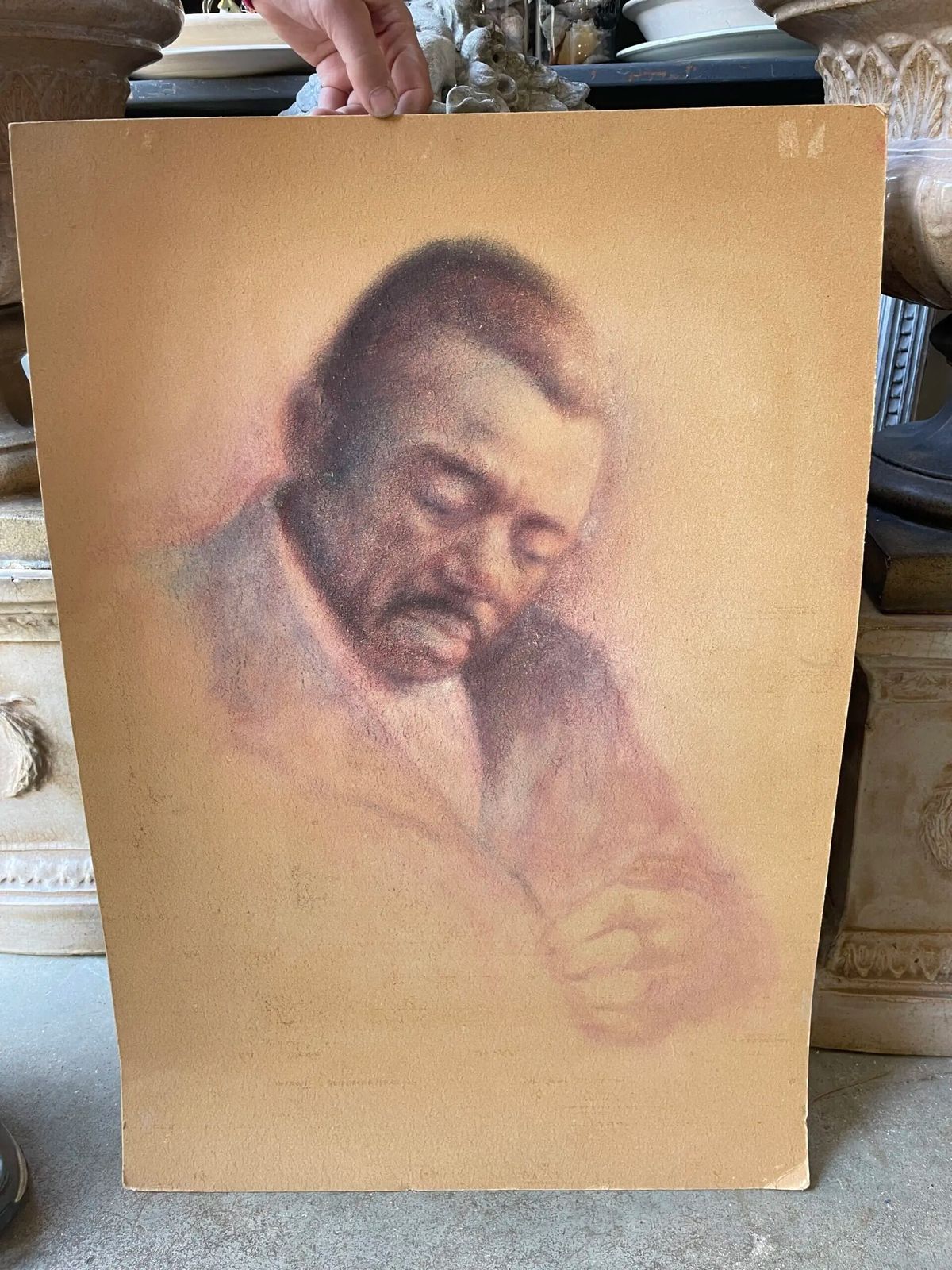 Double Portrait Of A Male Head In Pastel, By Ken Paine Ps Spf (1926  2020) photo furniture