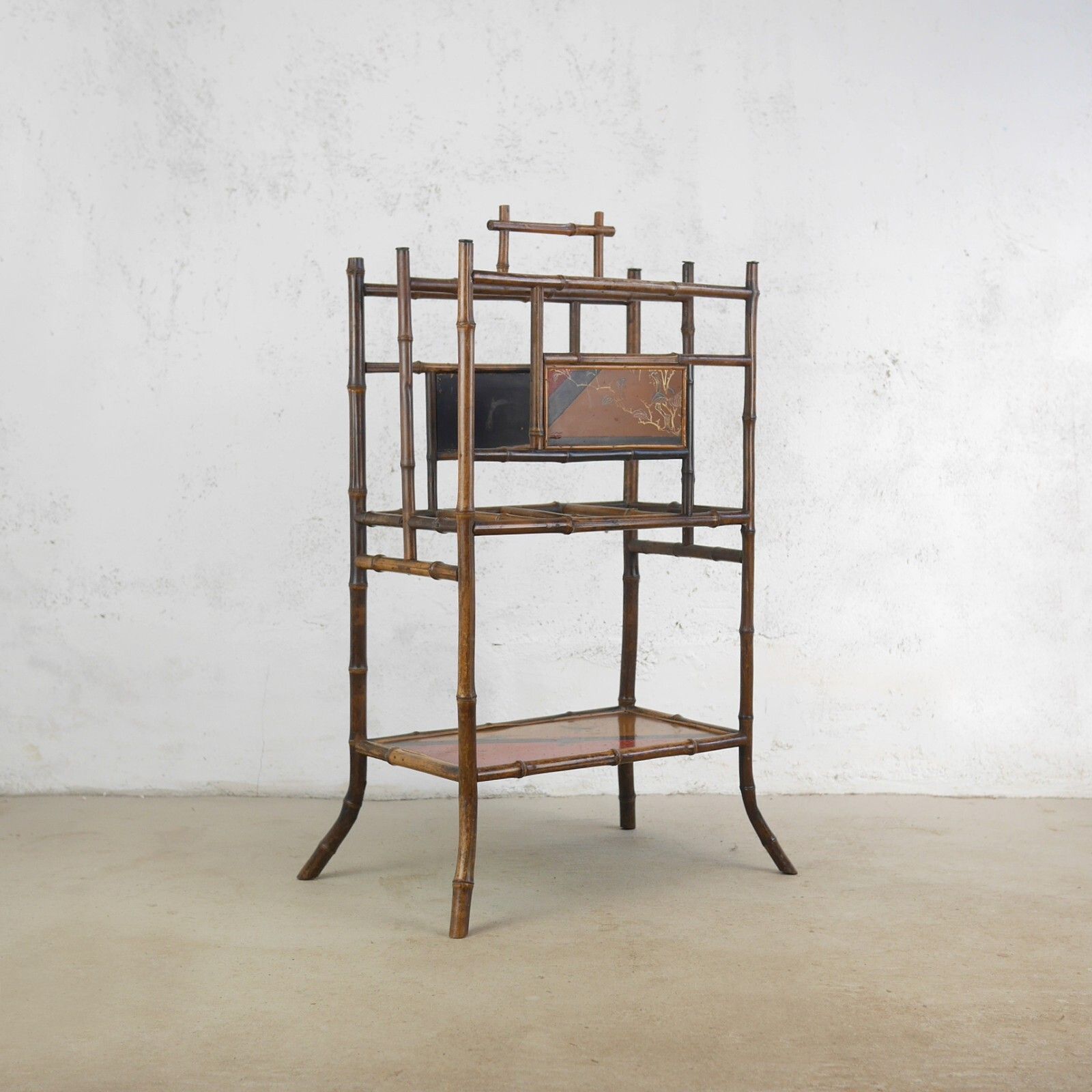 Aesthetic Movement Hand Painted Bamboo Magazine Rack Stand Antique #102827 photo 485.0