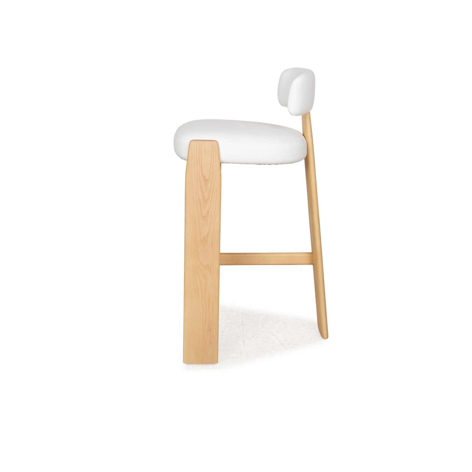 photo for sale Tabouret de bar Andreu World Oru en cuir blanc et bois brun