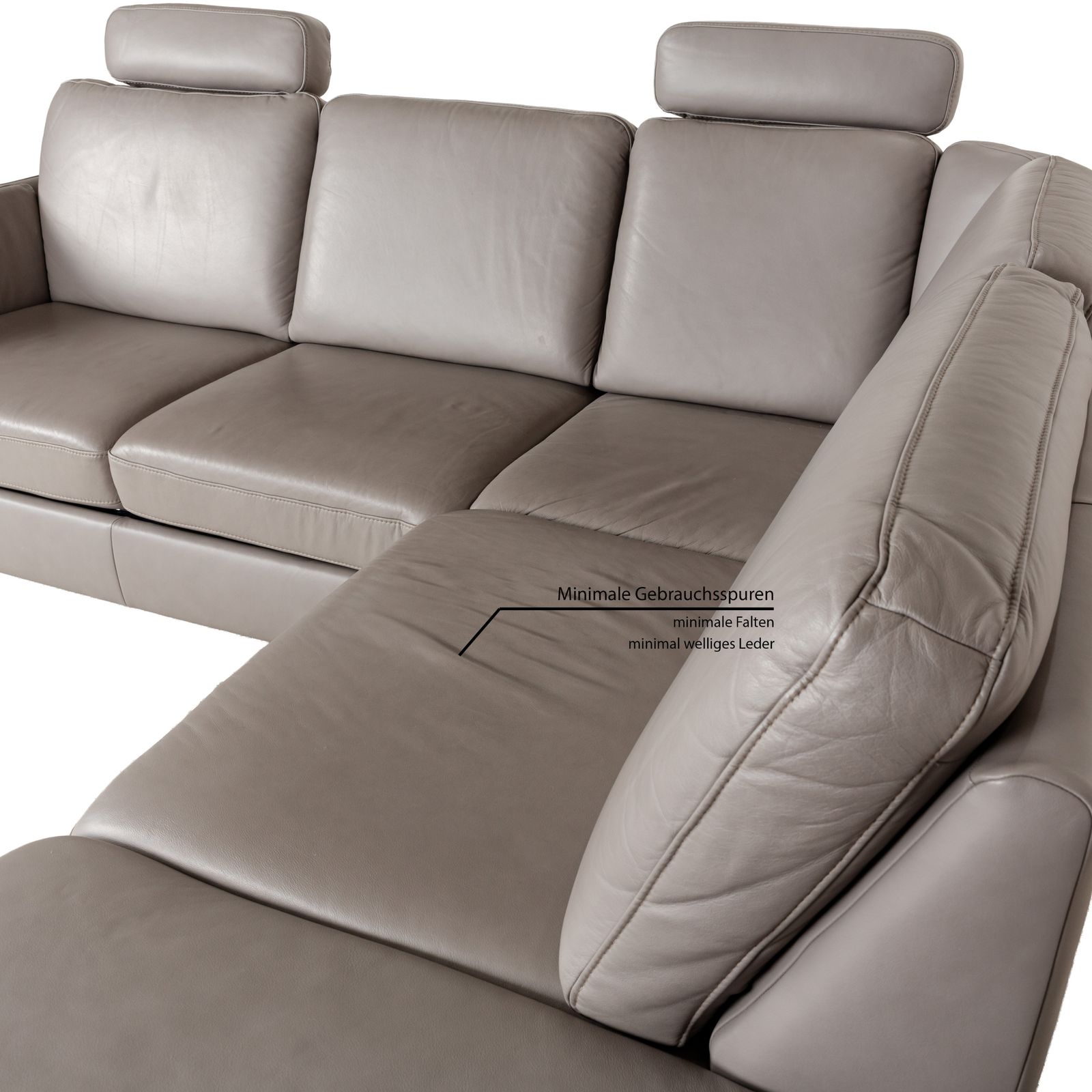 photo furniture Canapé d'angle Polipol Polinova en cuir gris, fonction manuelle
