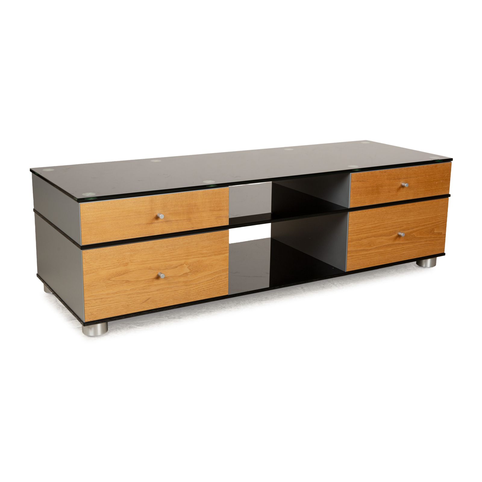 Spectral Cl 1552 Glass Wood Metal Sideboard Black Brown Grey Lowboard Mediaboard photo for sale