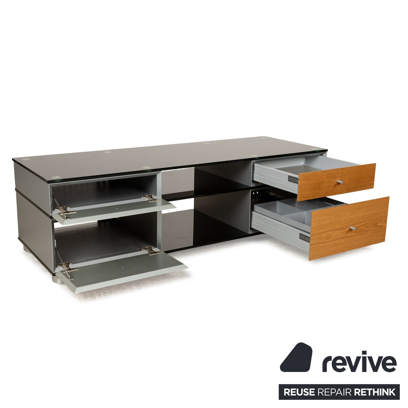 Spectral Cl 1552 Glass Wood Metal Sideboard Black Brown Grey Lowboard Mediaboard photo Furniture