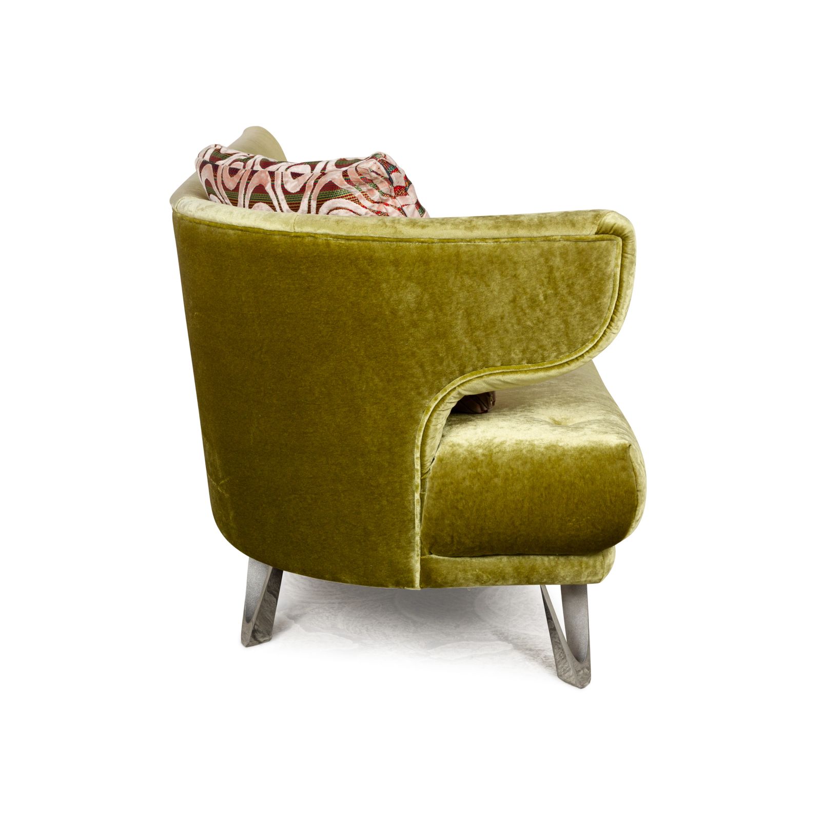 photo furniture Bretz Croissant Fabric Three Seater Green Velvet Sofa