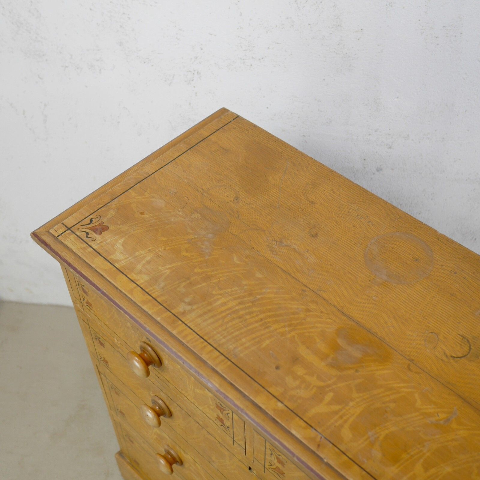 photo vintage Aesthetic Movement Scumble Pine Chest Of Drawers Antique 19th Century #102838