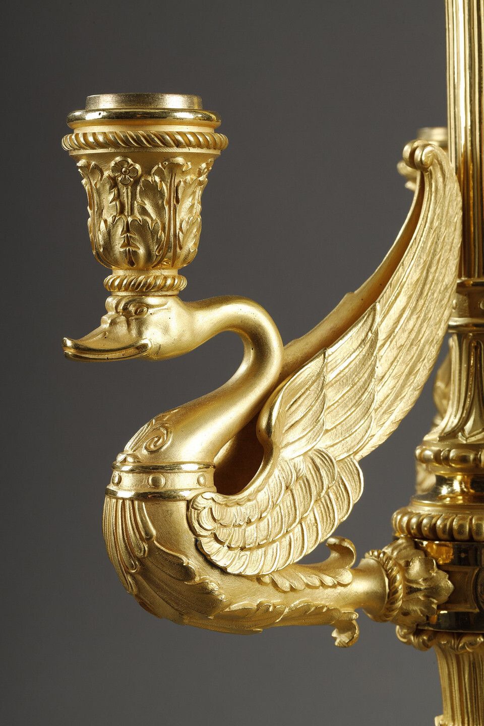 7894.0 Pair Of Three Light Torches In Chased And Gilded Bronze, Signed Barbedienne photo