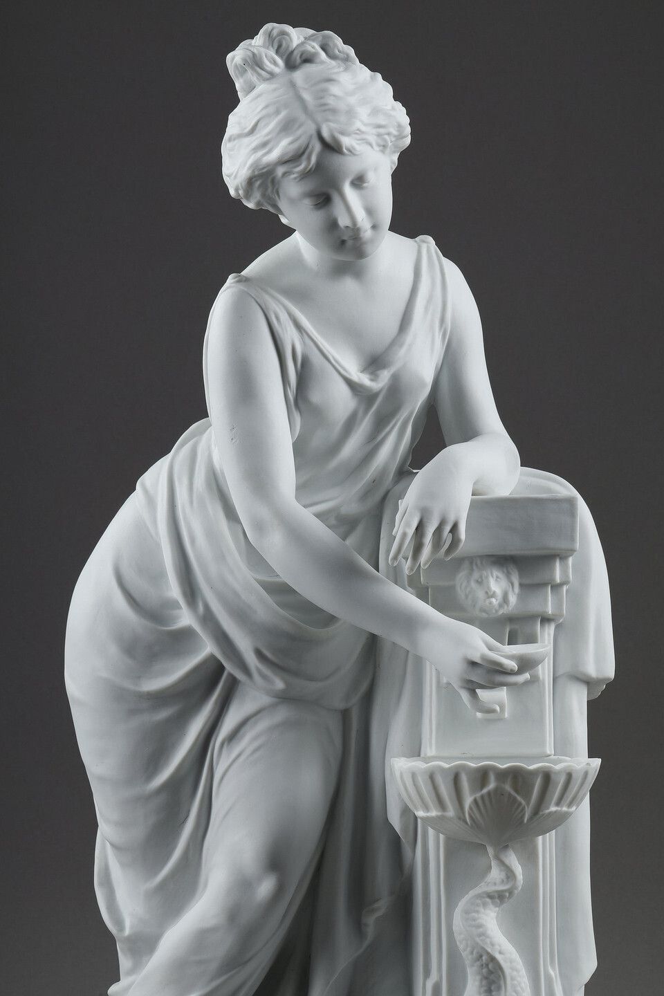 Art Porcelain Biscuit Sculpture, "Young Woman At The Fountain" By Nicolas Lecorney photo
