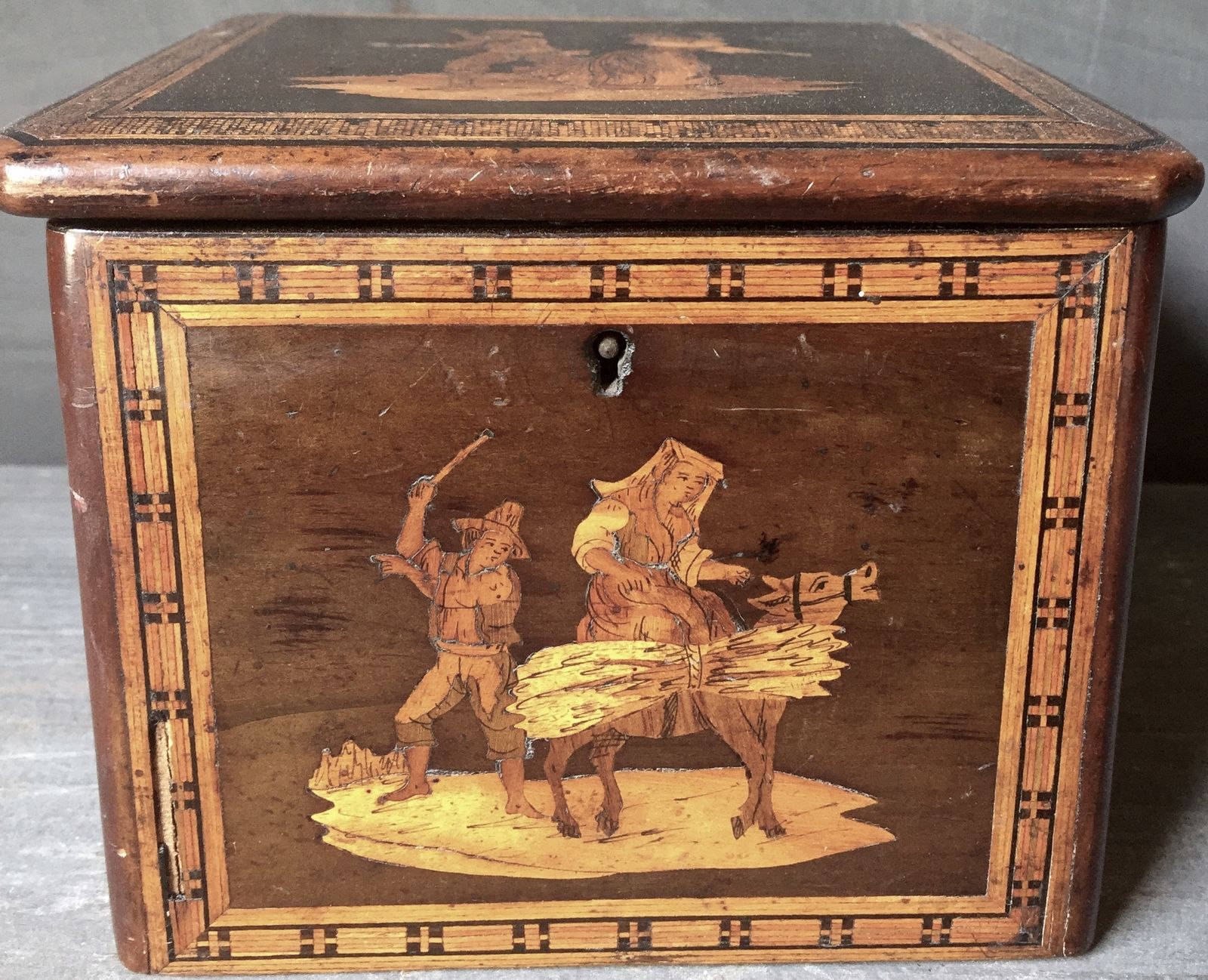 Sorrento Ware Tea Caddy ( Circa 1850) Souvenir Written On The Inside Of The Lid. photo furniture