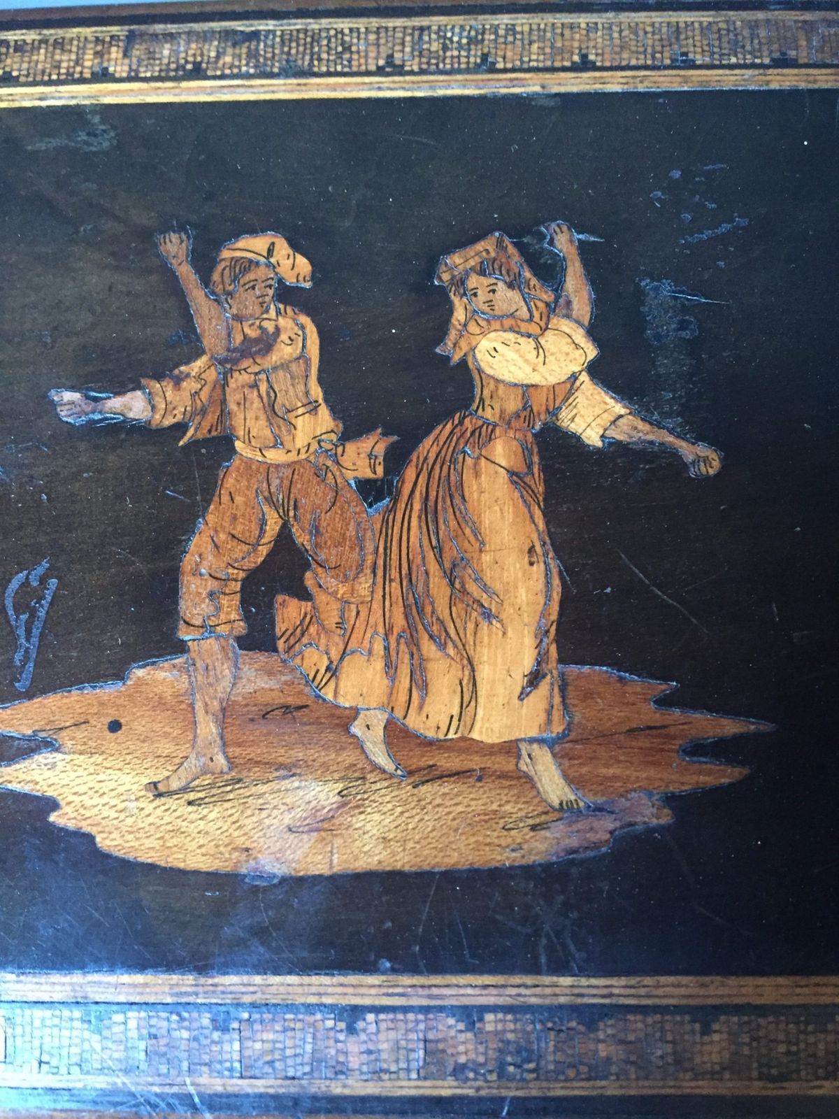 Sorrento Ware Tea Caddy ( Circa 1850) Souvenir Written On The Inside Of The Lid. photo for sale