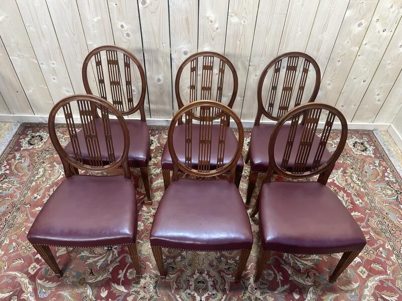 Suite De 6 Chaises De Style Louis XVI Bordeaux photo 950.0
