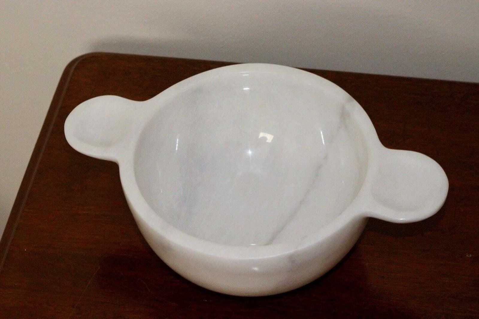 Gabriella – White Natural Marble Bowl With Handles  | L 32cm W 20cm H 10cm photo vintage