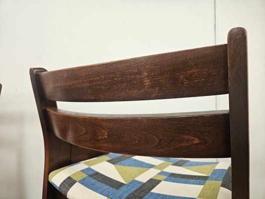 1229.0 Vintage Beech And Fabric Dining Room Chairs, 1970s, Set Of 4 photo