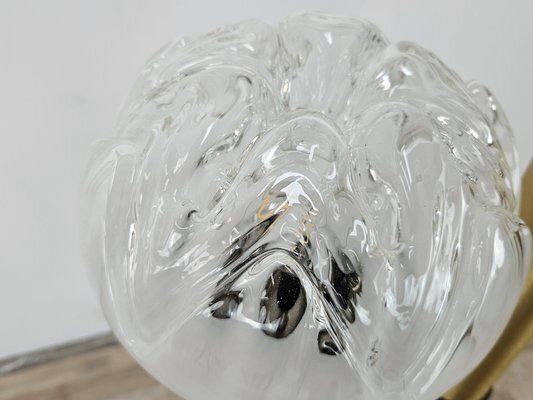 photo furniture Mid Century Murano Glass 3 Light Floor Lamp In Wood And Metal, 1970s