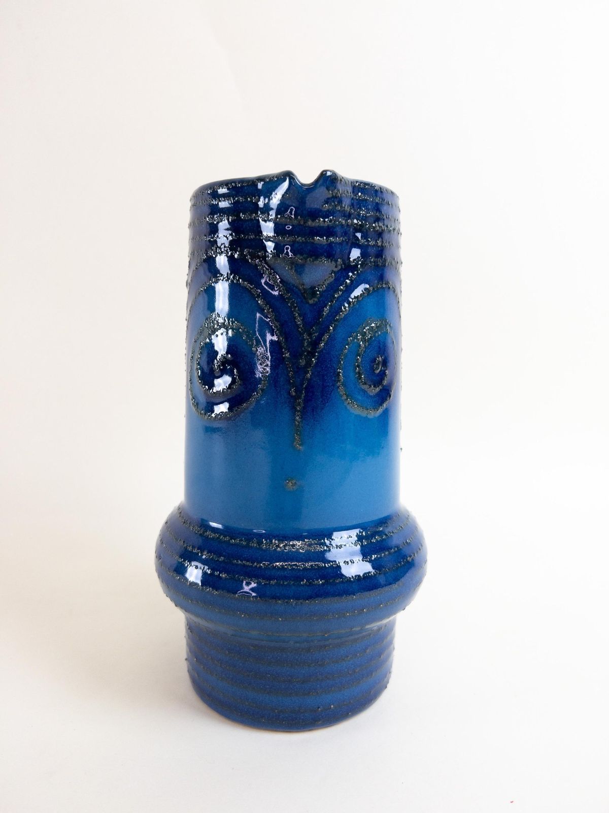 Fat Lava Blue Pitcher   Vintage East German Pottery Ceramic Jug By Strehla Keramik   Capacity 1 Litre photo buy