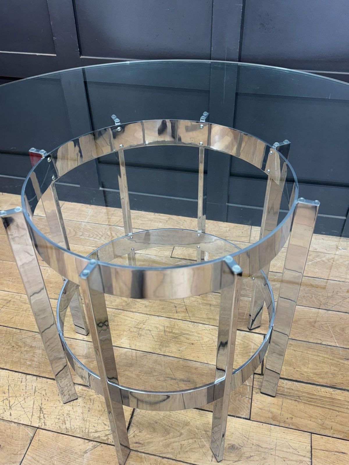 1970s Round Glass Top Chrome Dining Table By Richard Young Merrow Associates photo 1395.0