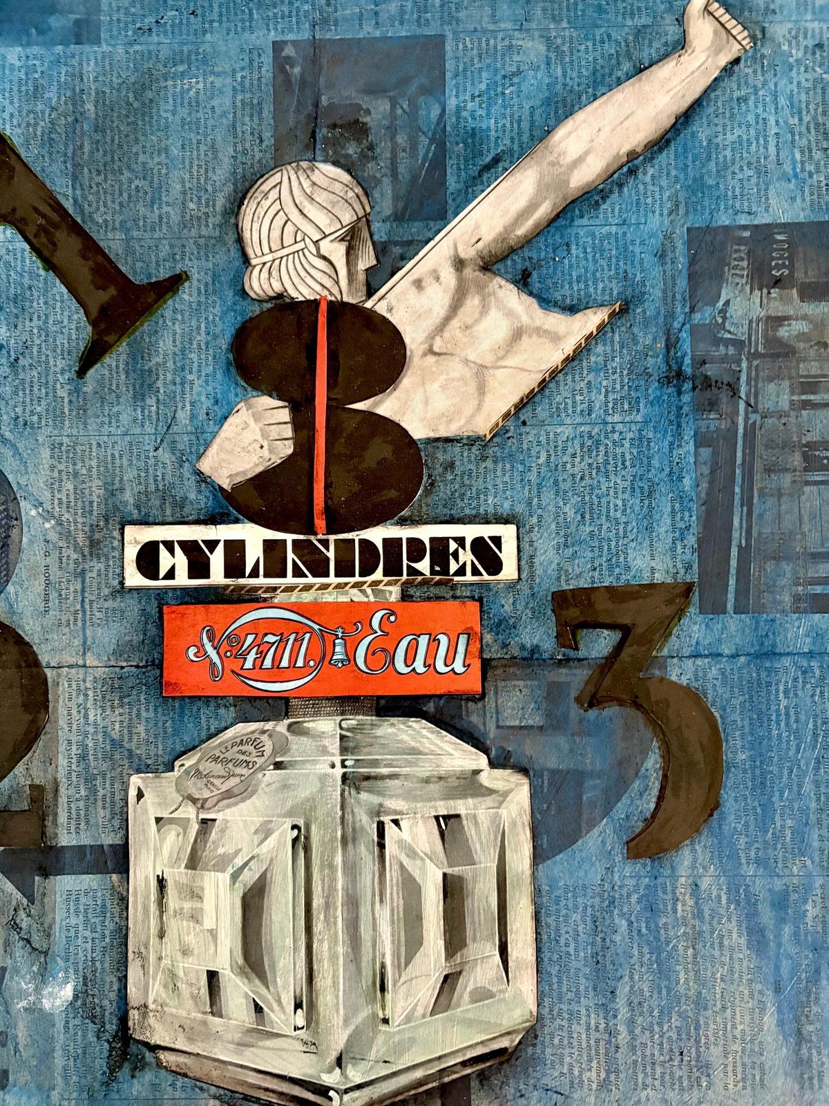 1930s French Mixed Media/Gouache/Collage On Panel Dadaism Dada Industrial Composition Modernist Modernism Avant Garde Cubism Cubist photo 961.0