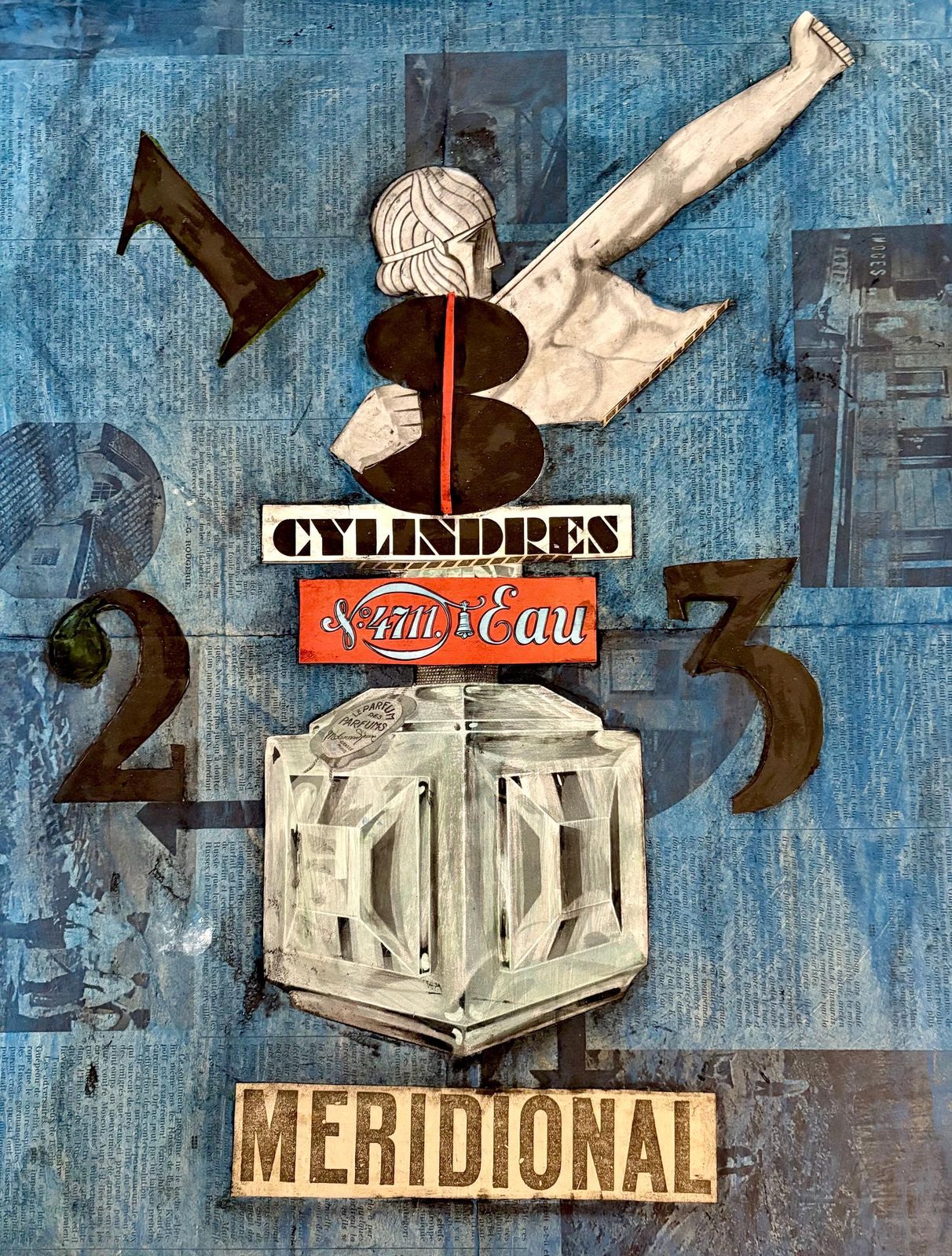 1930s French Mixed Media/Gouache/Collage On Panel Dadaism Dada Industrial Composition Modernist Modernism Avant Garde Cubism Cubist photo vinterior