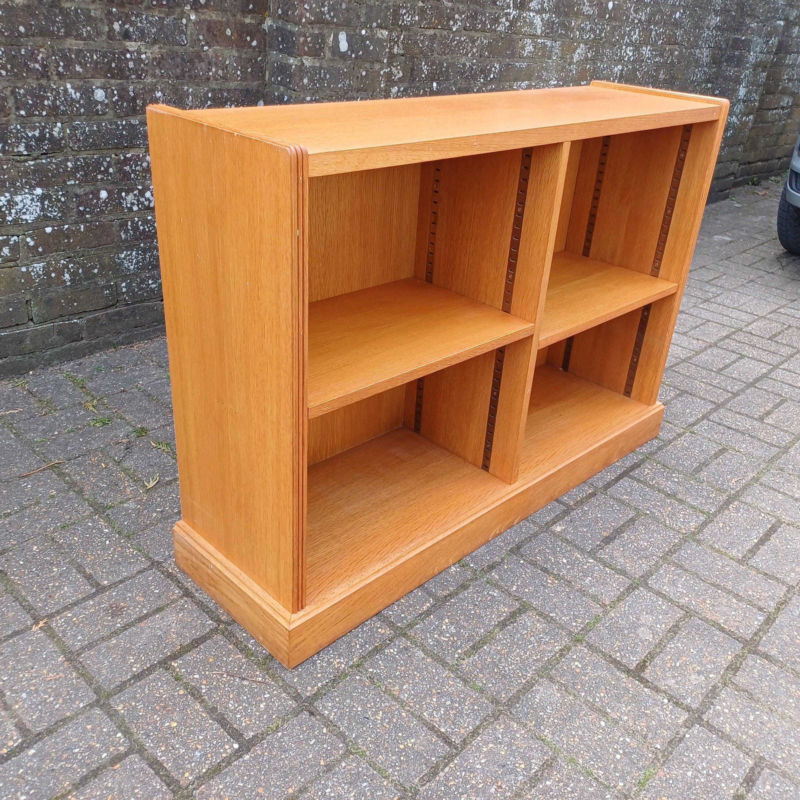 Antique Style Oak Veneer Bookcase | 1920s Stripped Oak Look | Adjustable Shelves | Vintage Style Bookshelf photo buy