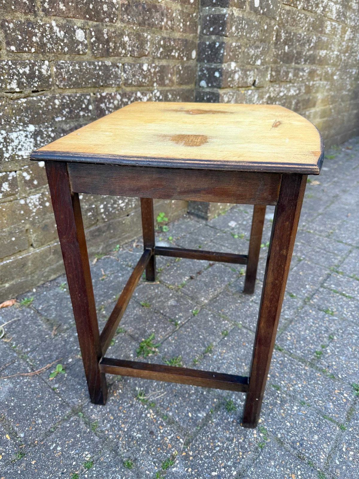 Unique Hand Sanded Retro Vintage Oak Table, Lamp Table, Sanded Plant Stand, Vintage Table (46cm X 50cm X 37cm) photo 74.0