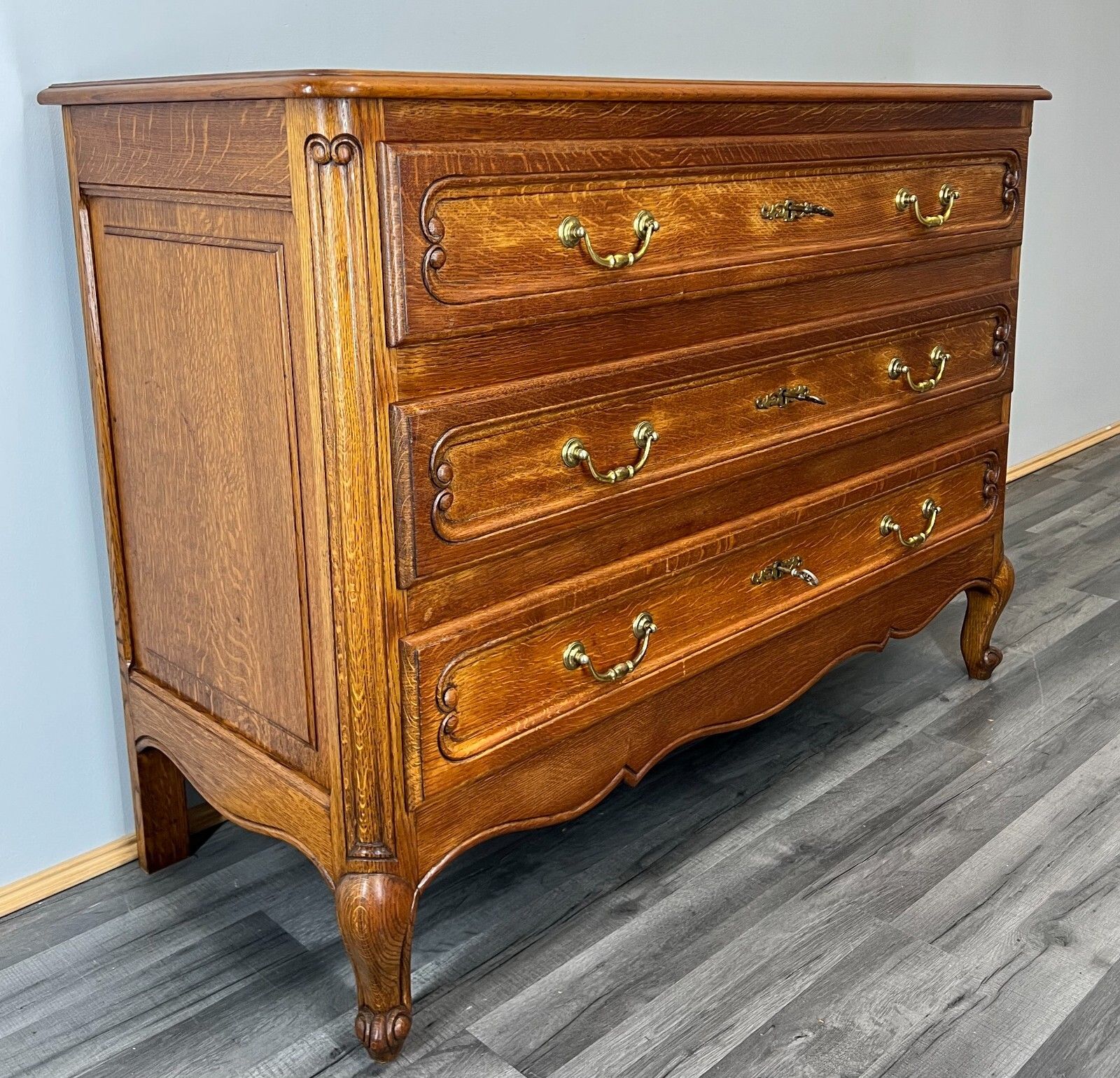 Vintage French Oak Chest Of Drawers Tallboy Louis XV Style Cabinet  – Lot 3770 photo vinterior