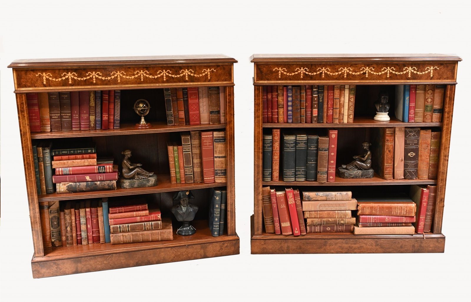 Pair Sheraton Bookcases   Walnut Low Open Front Bookcase photo furniture