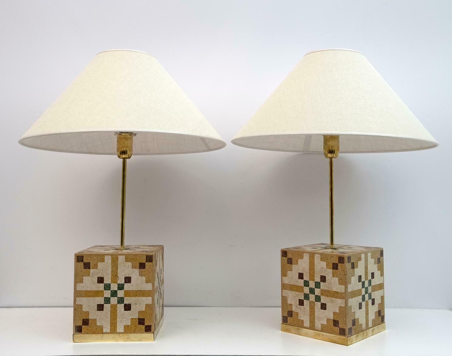 Pair Of Liberty Era Italian Cementite Table Lamps photo furniture